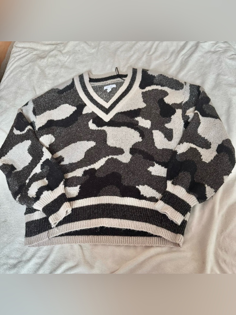 Nine West Camo Sparkle Sweater M